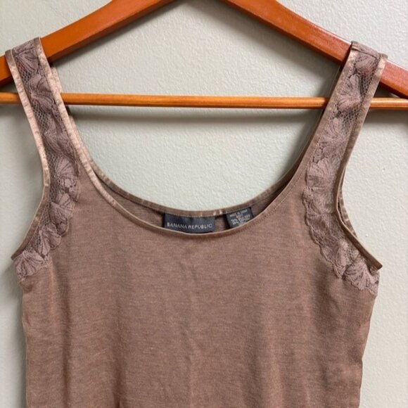VTG Banana Republic Womens Silk Cotton Y2K Lace Trim Tank Top Size S Feminine - Picture 2 of 10